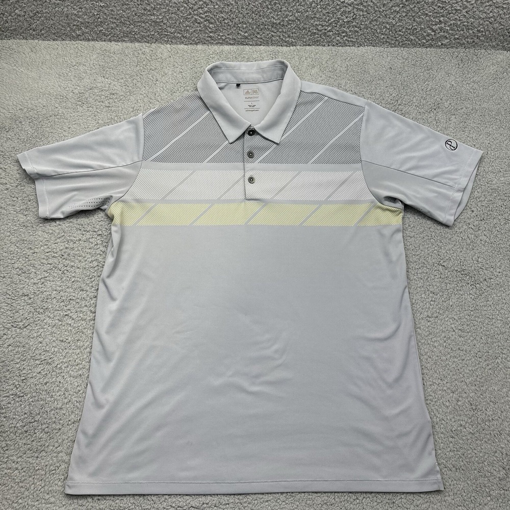 Adidas ClimaCool Mens Large Z62334 Gray Polo Shirt 928008 Golf Shirt Sleeve Logo